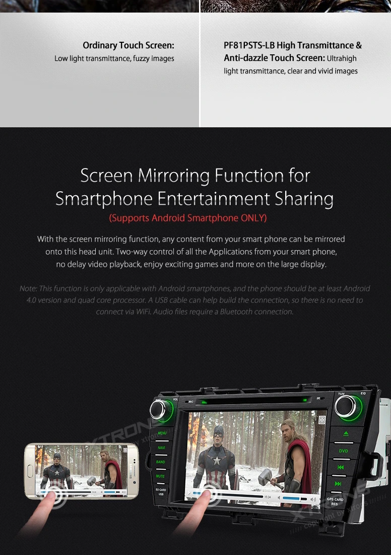 Clearance 8" Car DVD Radio GPS for Toyota Prius 2009-2013 (Left Hand Drive) with Android Mirror Link Support & External Microphone Support 4