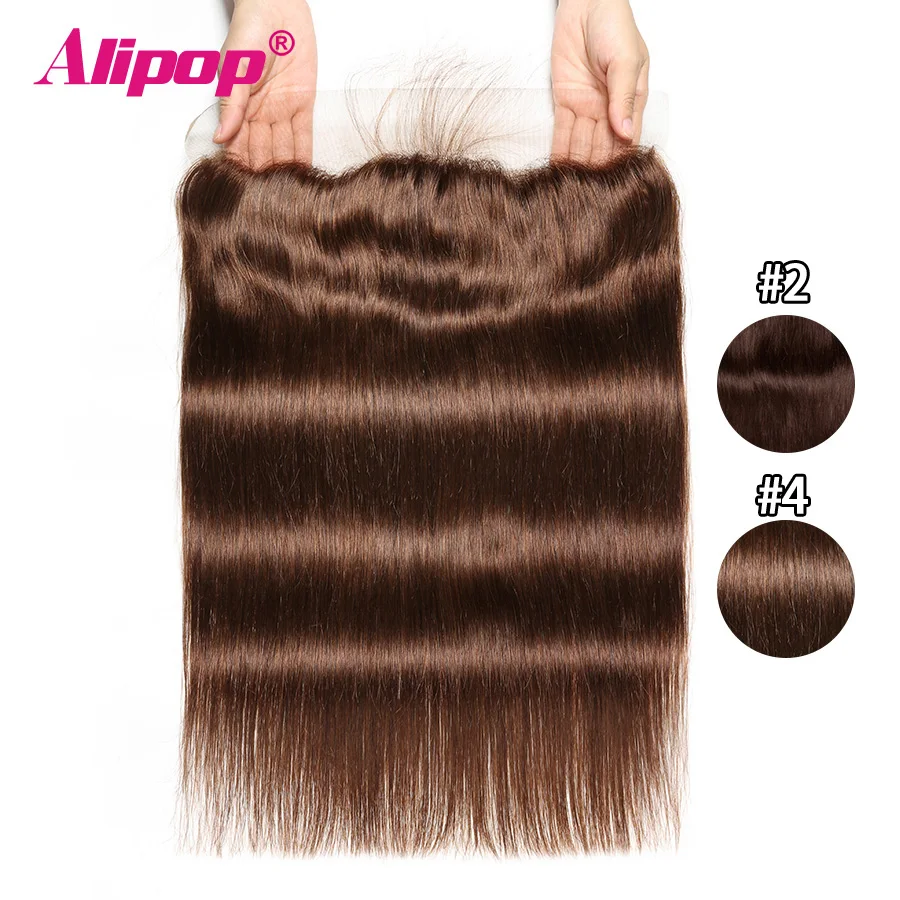 Brazilian-Lace-Frontal-Pre-Plucked-Straight-Hair-Brown-Colored-Hair-10-20-Inches-Closure-13x4-Alipop-NonRemy-100%-Human-Hair-2