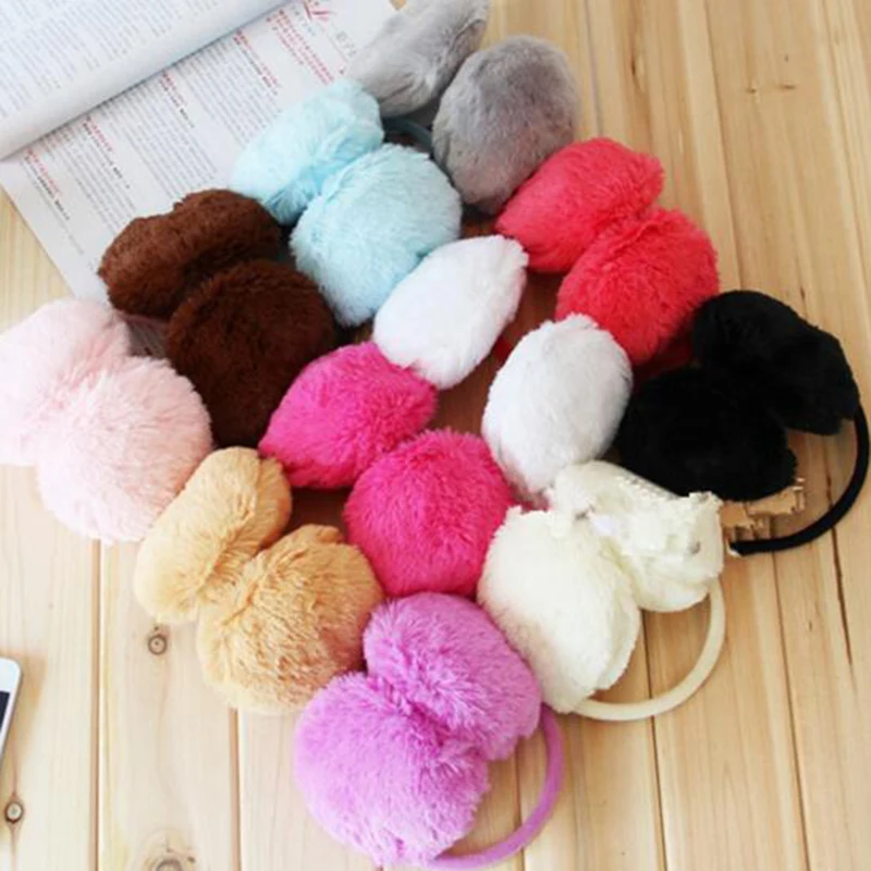 

Hot Selling Lovely Pure Color Women Girls Warm Earmuffs Plush Cute U Pick Ear Cover Accessories Unisex Men Top Quality Ear Muffs