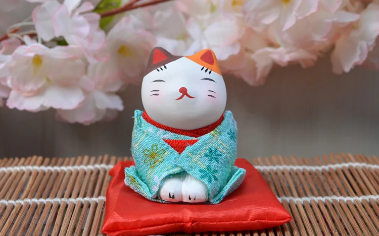 3 шт. фигурки счастливого кота японское кимоно Maneki Neko гипсовые украшения животные котенок миниатюры украшение дома бизнес подарок