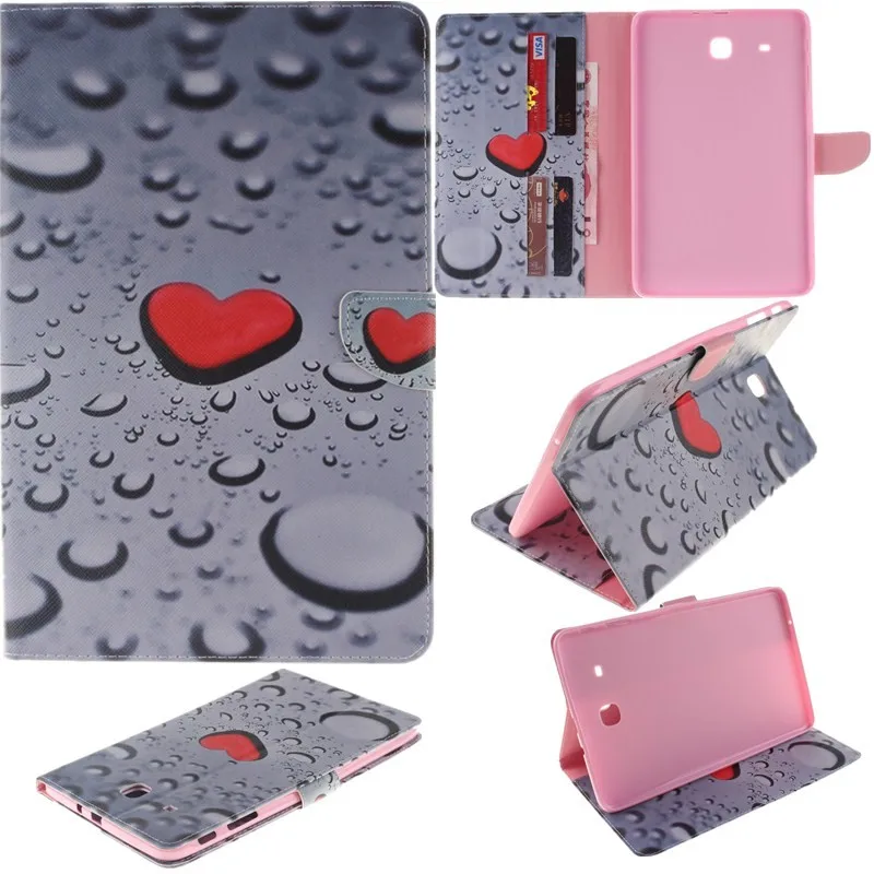 Inside Painted Flower Wallet Case For Samsung Galaxy Tab E 9.6 T560T561SM-T560 PU Leatehr Flip Tablet Cover 9.7 Inch Stand  (39)