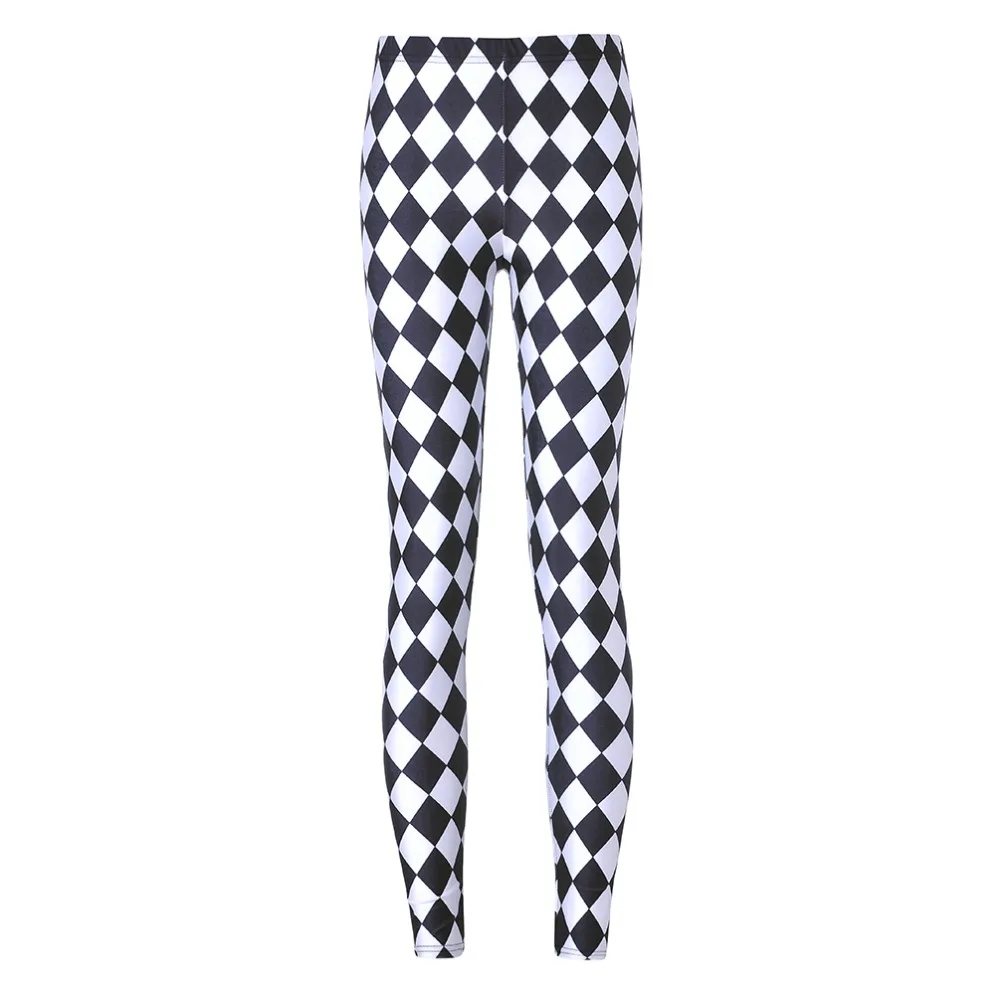 Fashion Women Leggings Galaxy Black white Check Painted Leggings Good