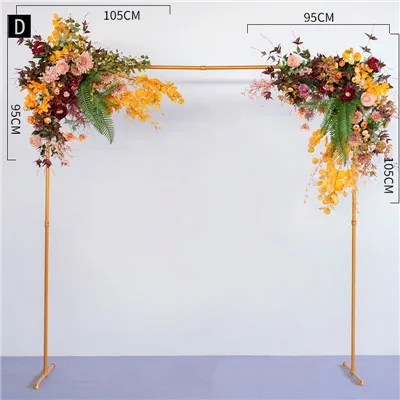 Металл Кованое железо стенд Арка+ искусственная композиция из шелковых цветов белая ткань набор Декор вечерние свадебные фон цветочный ряд 1 комплект - Цвет: D
