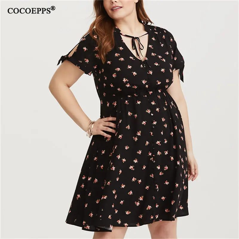 

2019 5XL 6XL Women Summer Dress Sexy V neck Print Large Size Loose Dress Women Clothings Vintage Elegant Dresses Party Vestidos