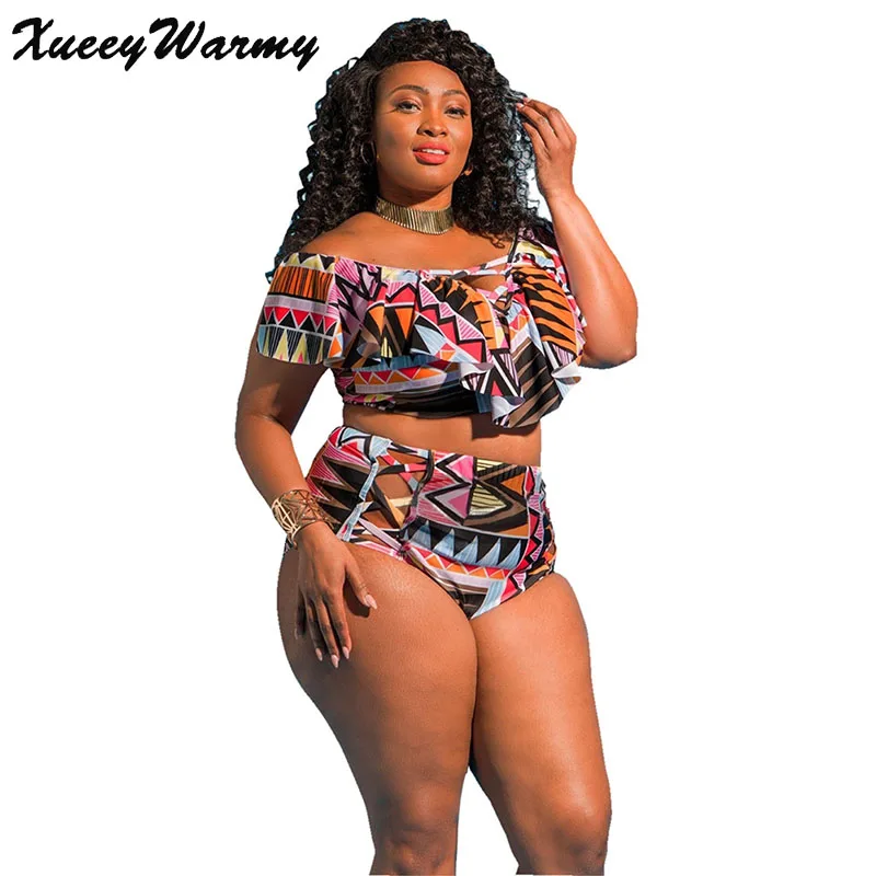 

High Waist Bikini Plus Size Swimwear Women 2018 Two Piece Push Up Swimsuit Large Size Bikini Set Women Swimsuits Bikinis 4XL