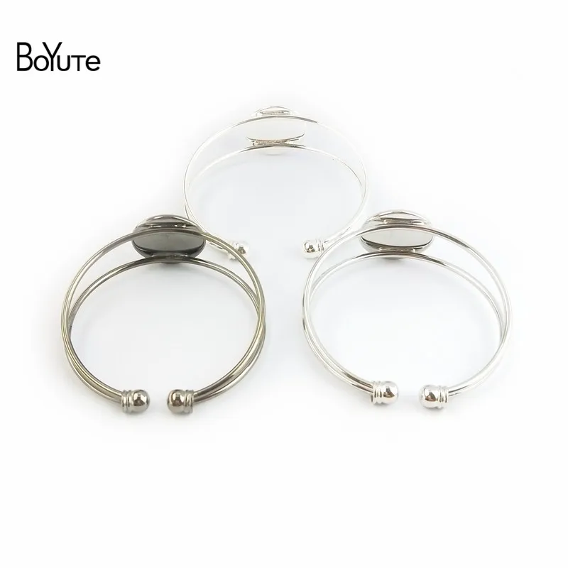 BoYuTe 5 Pieces 20MM Round Cabochon Base Bangles 7 Colors Plated DIY Bangle Blanks (4)