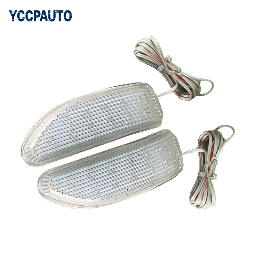 

YCCPAUTO Auto Car Rearview Side Mirror Turn Signal Lights Amber Blue 13SMD LED Light 12V Blade Shape Universal Car 2PCS New