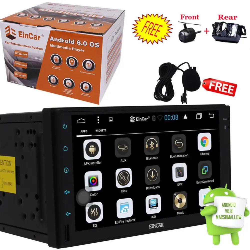 Flash Deal 7Inch Quad Core Android 6.0 Car Mirror Stereo Player GPS Nav OBD2 No dvd 2Camera 0