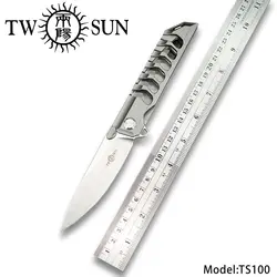 TwoSun один из твёрдого титана M390 Карманный складной Ножи тактический нож охотника Ножи, инструменты для выживания в диких условиях, для