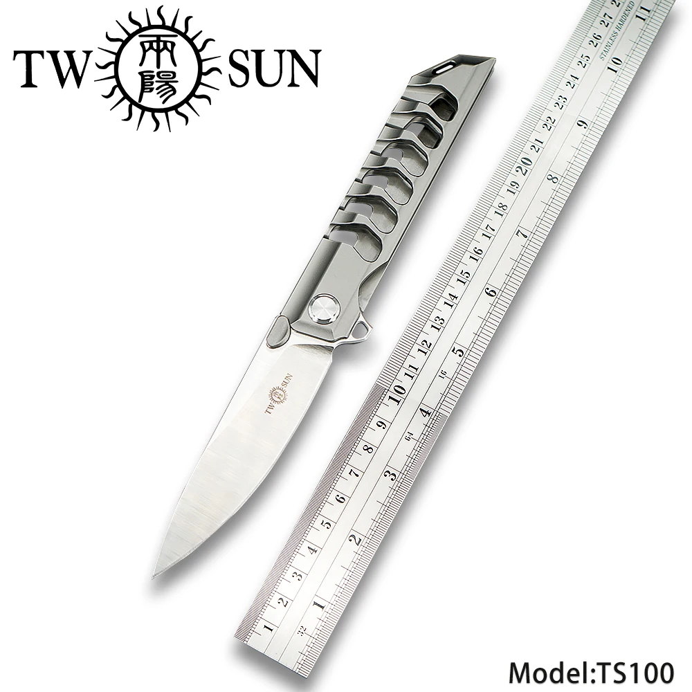 

TwoSun One Solid Titanium M390 Pocket Folding Knife tactical knife hunting knife survival tool EDC Ball Bearing Fast Open TS100