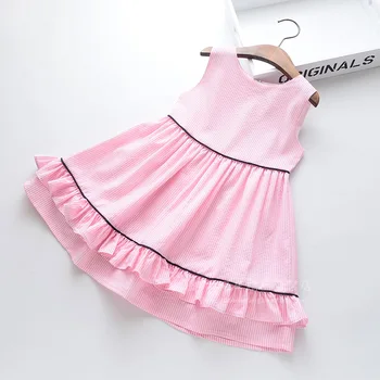 

Roimyal Wholesale 2019 Summer new beautiful lace dress cute girl round collar sleeveless vest dress free shipping