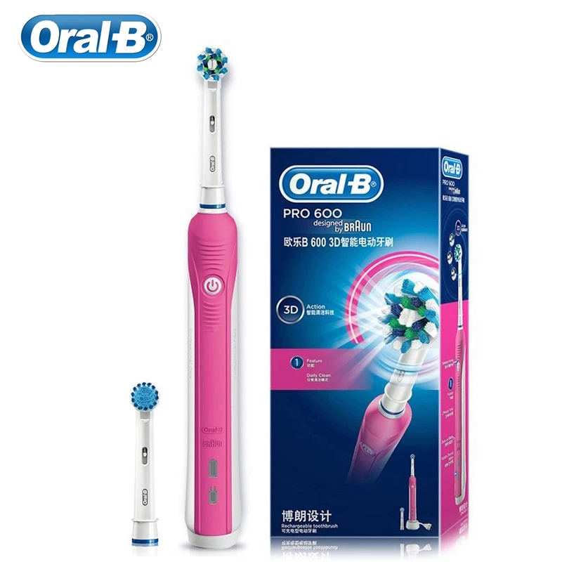 Электрическая зубная щетка Oral B Pro600 вращающаяся осциллирующая с 2 минутами для