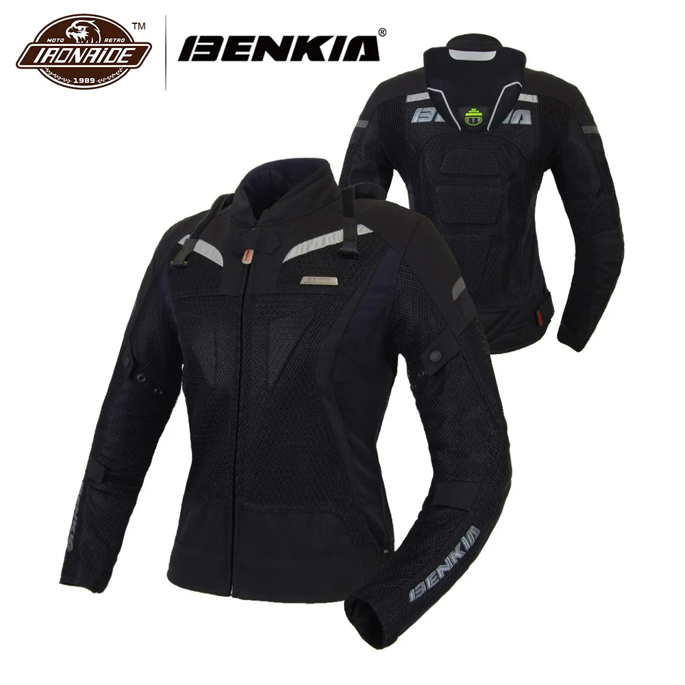 

BENKIA Women Motorcycle Jacket Summer Moto Jacket Body Armor Motorbike Riding Breathable Jaqueta Motoqueiro Neck Protecctor