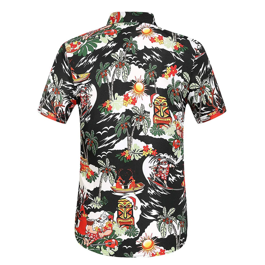 Мужская Повседневная рубашка с цветочным принтом, рубашка на пуговицах с коротким рукавом, гавайский Топ, блуза, рубашки, мужские рубашки, Гавайские рубашки