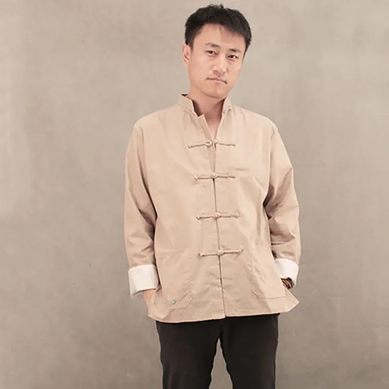 Tangsuit винтажная мужская одежда китайский стиль рубашка Cheongsam Топ традиционная китайская одежда для мужчин Wutang Hanfu Этническая