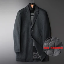 Minglu, зимнее шерстяное пальто для мужчин, роскошное, средней длины, с подкладкой, толстое, мужские пальто и куртки, модные, новые, деловые, повседневные, Тренч для мужчин