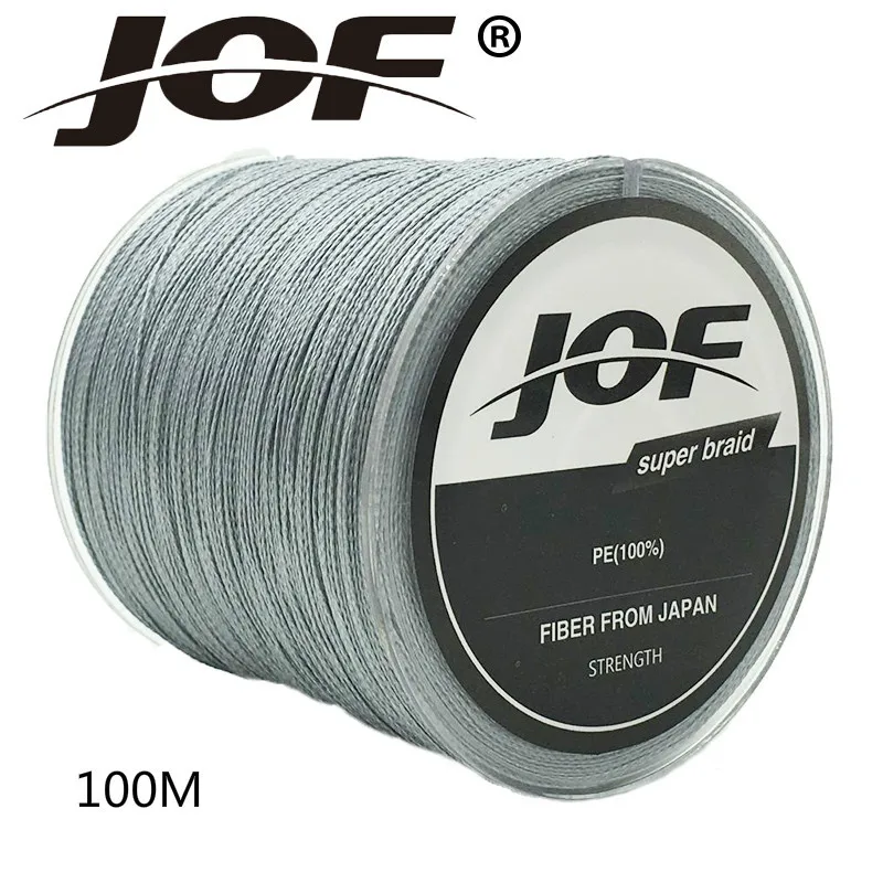 

JOF Brand Super Strong 100M 4 Strands Weaves PE Braided Fishing Line Rope Multifilament 4.5-150LB Large tensile