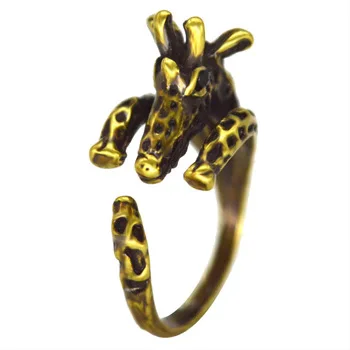 Kinitial 10Pcs Vintage Animal Ring for Women Antique Bronze Silver Giraffe Rings Lovely Men Giraffe Jewelry