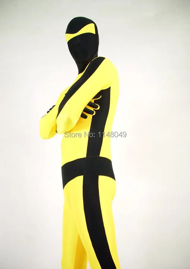 Желтые и черные кунг-фу колготки из спандекса зентай костюмы костюм на Хэллоуин