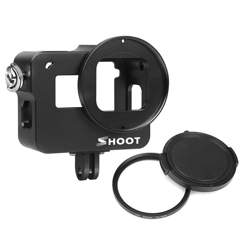 Aluminum CNC Protective Case Anti-Fall Frame Housing with Rear cover 52mm UV filter For GoPro Hero 5 6 7 black Camera Accessories (4)