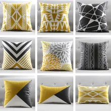 Цвет: желтый, черный геометрический чехол для подушки домашний декор бархатное покрытие для подушки для дивана размером 45*45 см Декоративные подушки "Ананас" Чехол