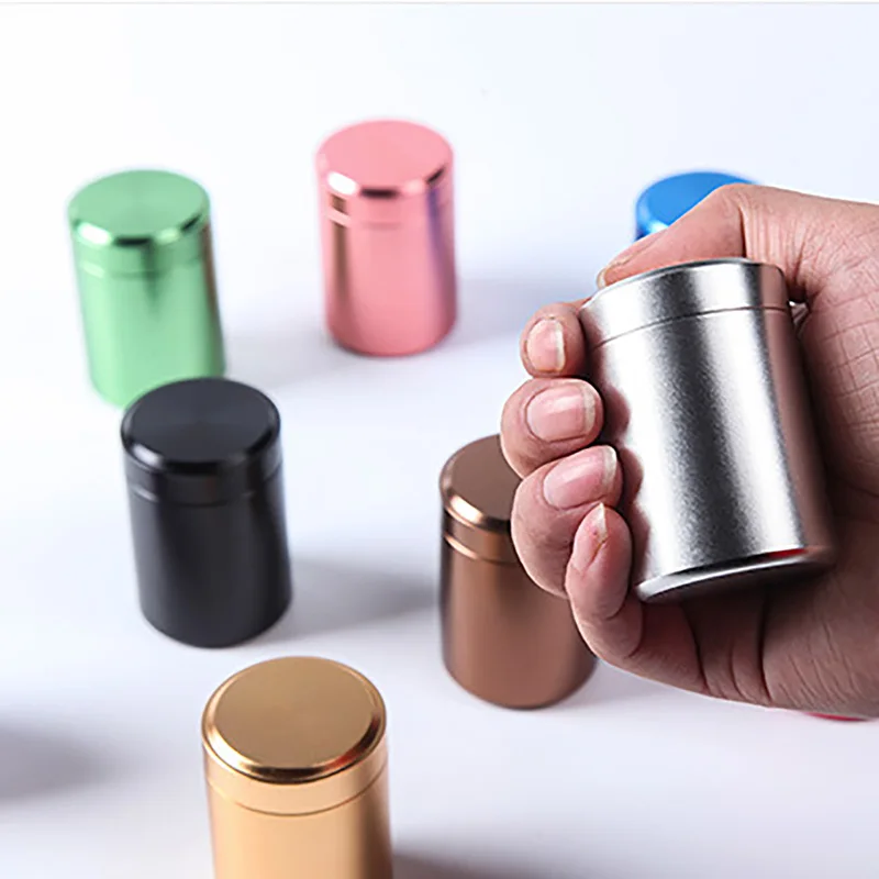 Mini Aluminum Tea Container Fresh-keeping Sealed Coffee Powder Cans Caddy Storage Boxes Portable Travel Tea Bag Organizer