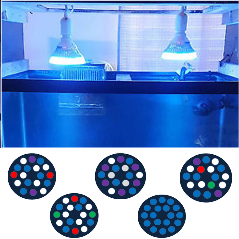 54 Вт аквариумный светодиодный светильник ing E27 светодиодный полный спектр растений коралловых рифов растительный светильник PAR38 аквариумы для аквариумов для водорослей