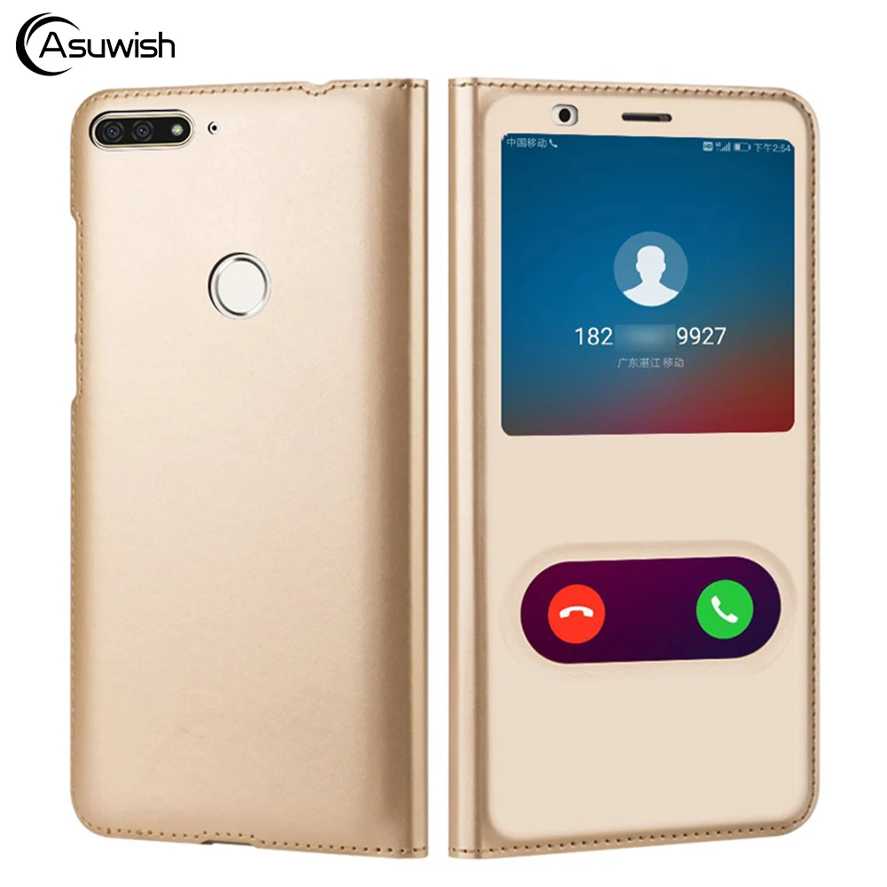 Кожаный чехол книжка Asuwish для Huawei Y6 Prime 2018 5 7 дюйма Y62018 Y 6 Y6prime Honor 7A Pro Honor7A 7APro