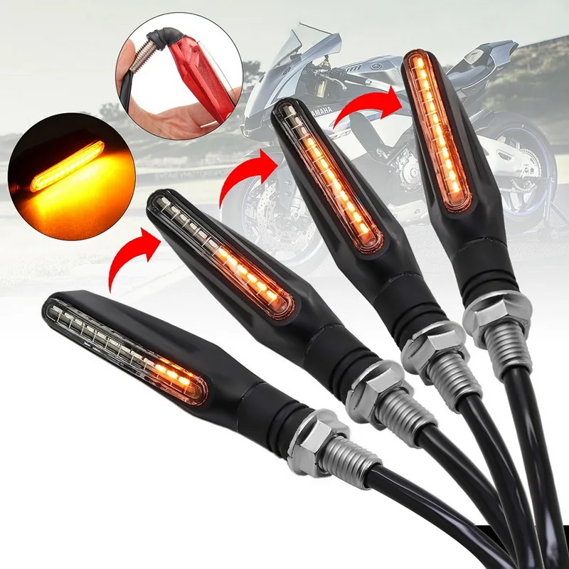 

Turn Signals Light 12V Universal Motorcycle Turn Signal Indicators 12LED Flexible Bendable Lamp Light Amber Waterproof