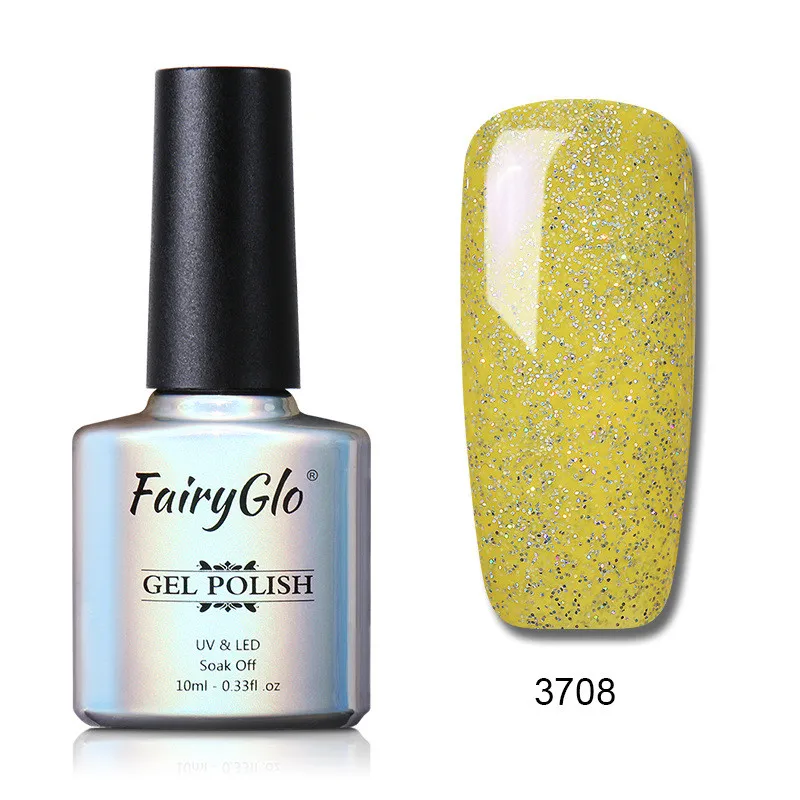 FairyGlo, 10 мл, Neno, блестящий Гель-лак для ногтей, УФ-светодиодный, гибридный лак, впитываемый, Полуперманентная краска, Гель-лак для ногтей - Цвет: NHJ3708