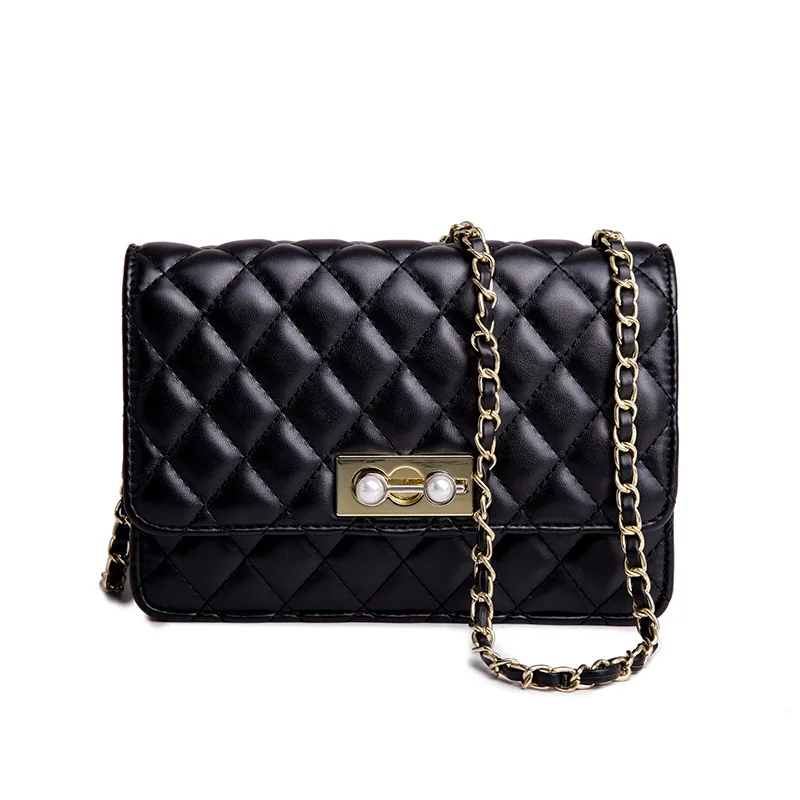 

2019 Brands Designer Women Shoulder Chain Strap Flap ladies leather Handbags Messenger Bag women Clutch Bag Pearl Buckle purse