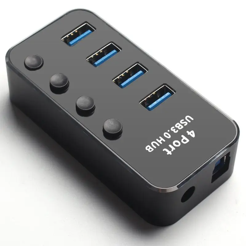 Алюминиевый сплав Многофункциональный USB 3,0 концентратор независимый светодиодный индикатор-переключатель Высокая скорость передачи 5
