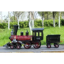 Iron Locomotive Vintage Train Model Antique Imitation Collection Decoration Model Steam Train Figurine Miniatures Retro Crafts steam train vintage pocket watch