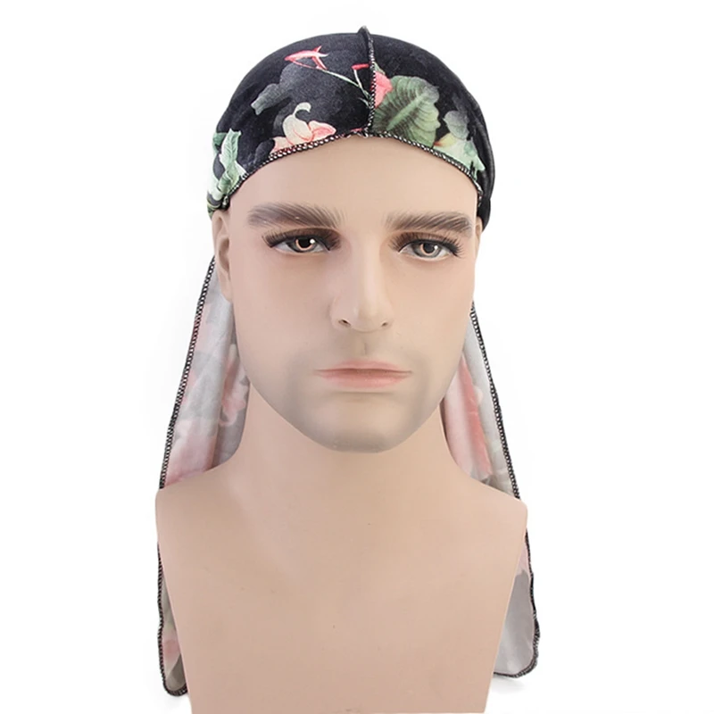 Новая модная мужская шелковистая головная повязка в виде чалмы шелковая мужская женская цветочная волнистая шапка тюрбан аксессуары для волос