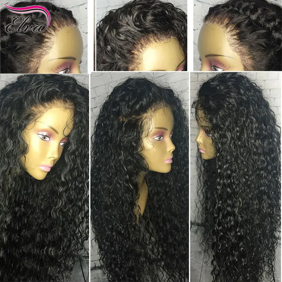 Волосы ELVA 360 Синтетические волосы на кружеве al парик для черный Для женщин предварительно сорвал с ребенком вьющиеся волосы бразильские Синтетические волосы на кружеве человеческих волос парики Волосы remy