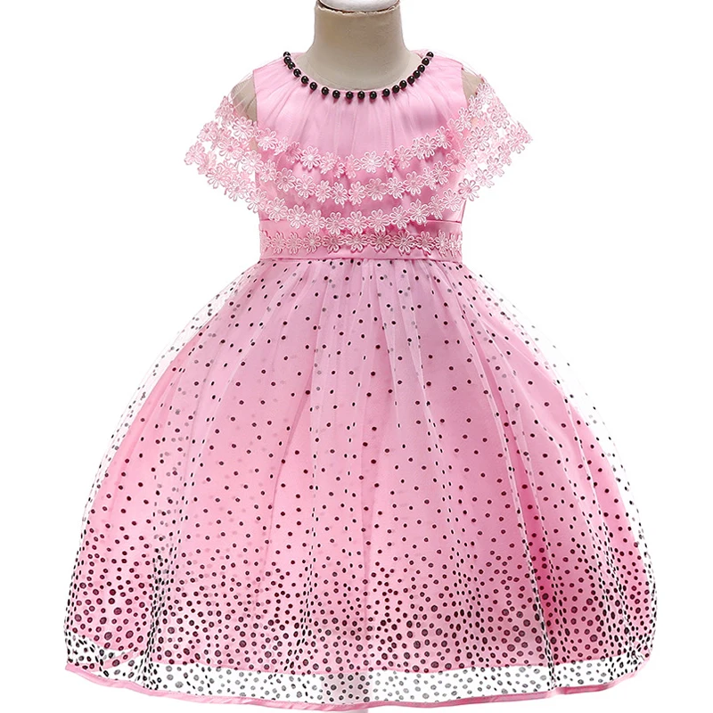 Damigella d'onore della ragazza di fiore del merletto del ricamo di polo del vestito elegante Principessa da sera prestazioni cena perla dress + scialle cappotto
