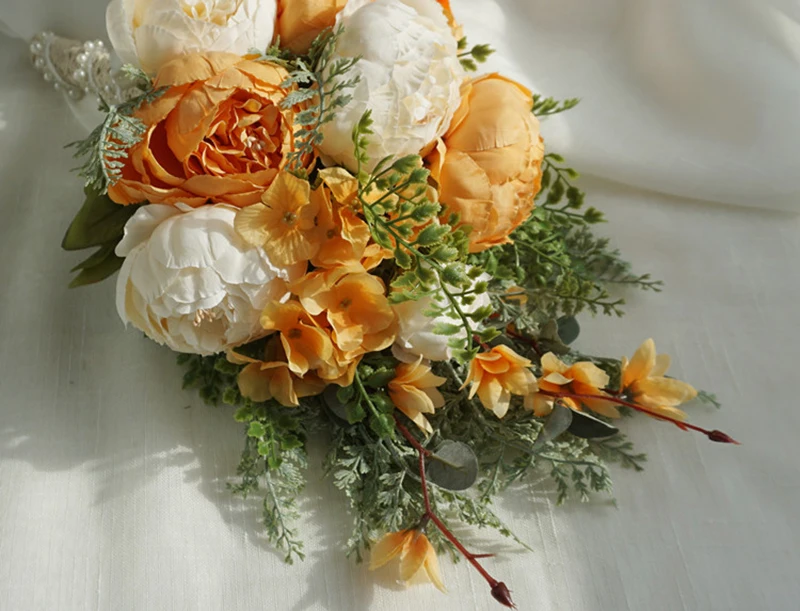 Романтические оранжевые Свадебные цветы Свадебные букеты Ramos De Novia ручной работы Цветочные букеты невесты