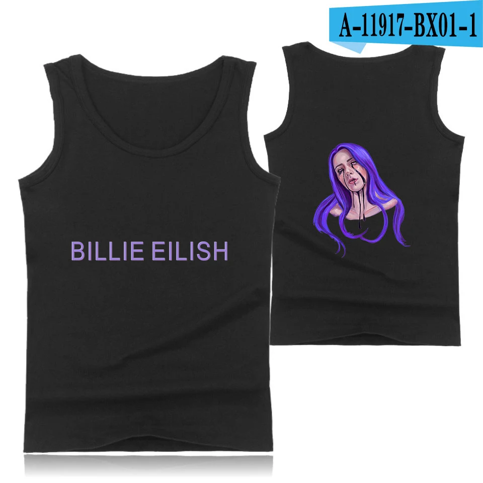 Billie Eilish майки повседневные Harajuku без рукавов для мужчин/женщин одежда Топы Женская рубашка Kpop Плюс Размер Женская майка