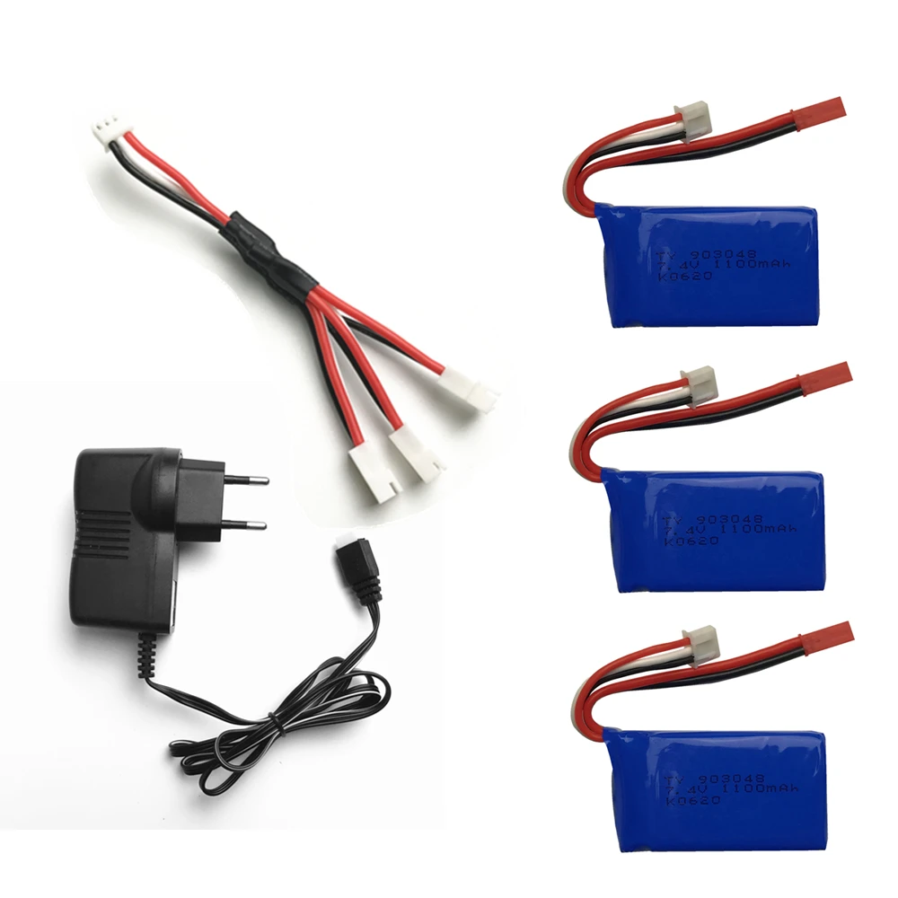 3 шт. для Wltoys A949 A959 A969 A979 K929 LiPo батарея 7,4 V 1100mah 903048 25c Lipo батарея для RC вертолета самолета автомобилей лодки