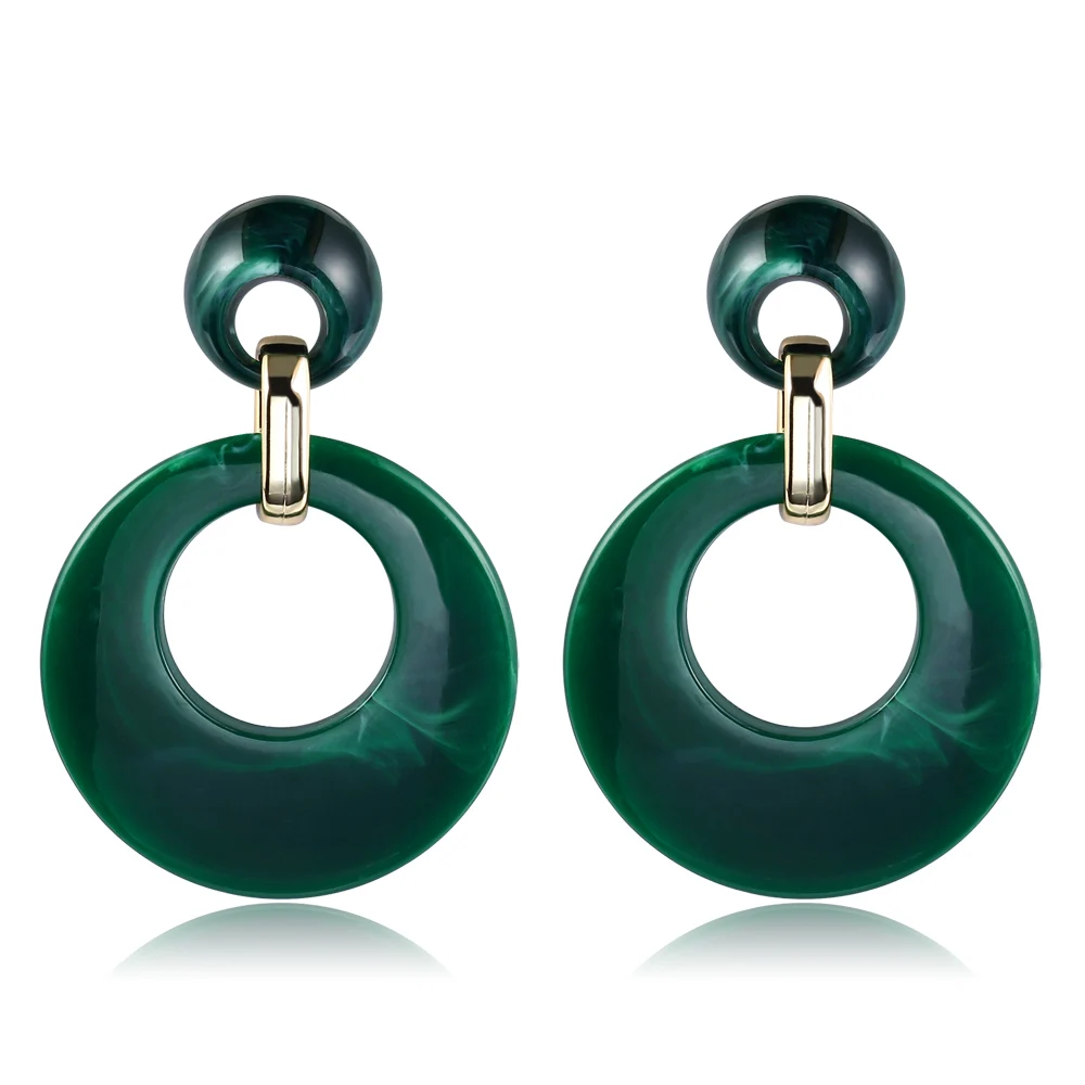 

Newest Round green Print Dangle Earring for Women Large Resin Geometric Tortoiseshell Drop Earring Charm Party jewelry Brinco