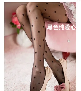 

Ultra thin pantyhose black tattoo love Jacquard stockings wave pantyhose