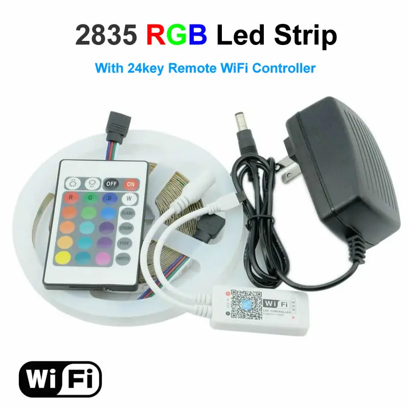 RGB LED Strip Waterproof SMD 2835 5M 300 LEDs Flexible Fita with Remote