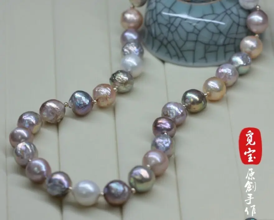 

Genuine Natural south seas kasumi multicolor pearl necklace18inch (9.13)