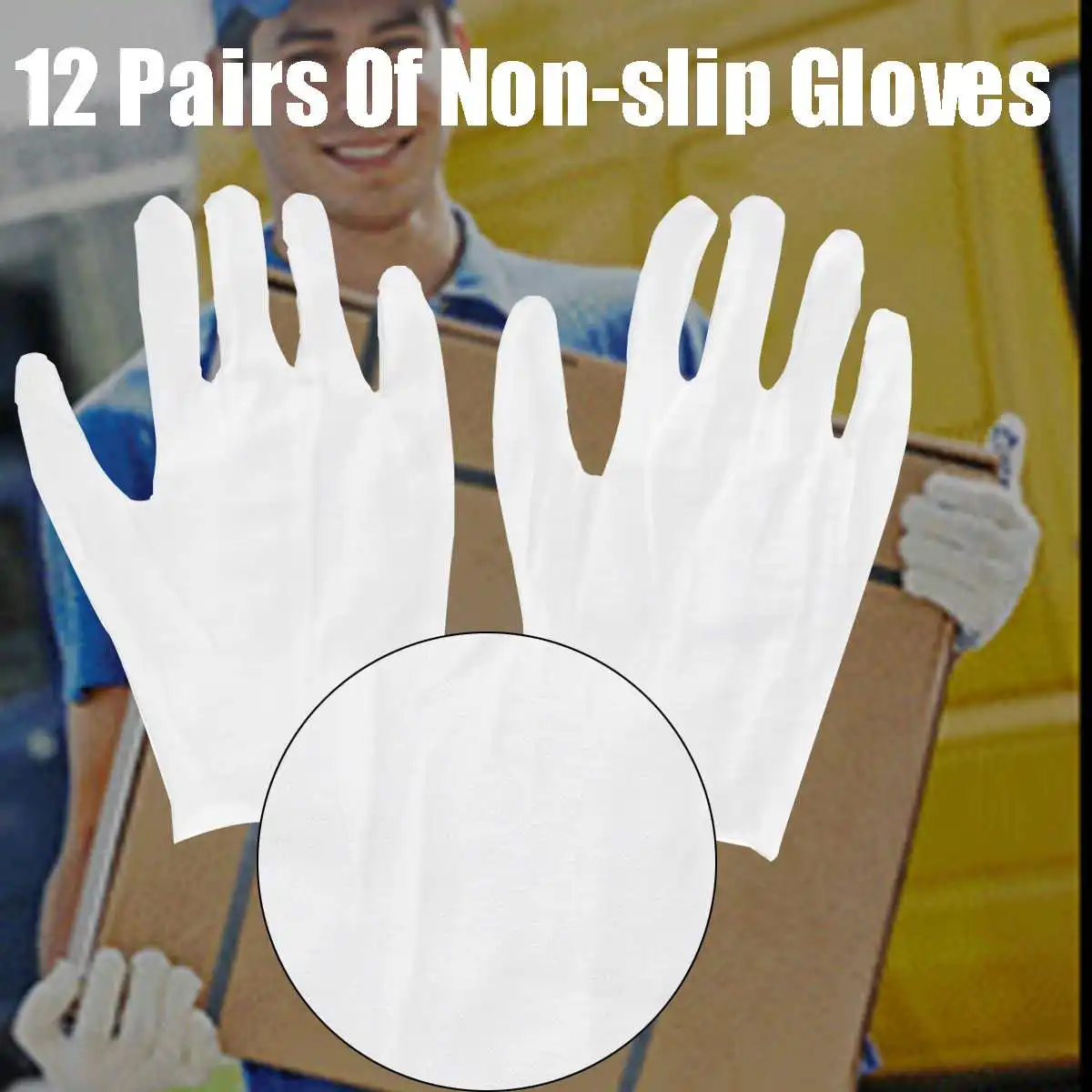 

24pcs White Cotton Full Finger Gloves Free Size Waiters Jewelry Workers DIY Non-slip Gloves Working Safety Hands Protector