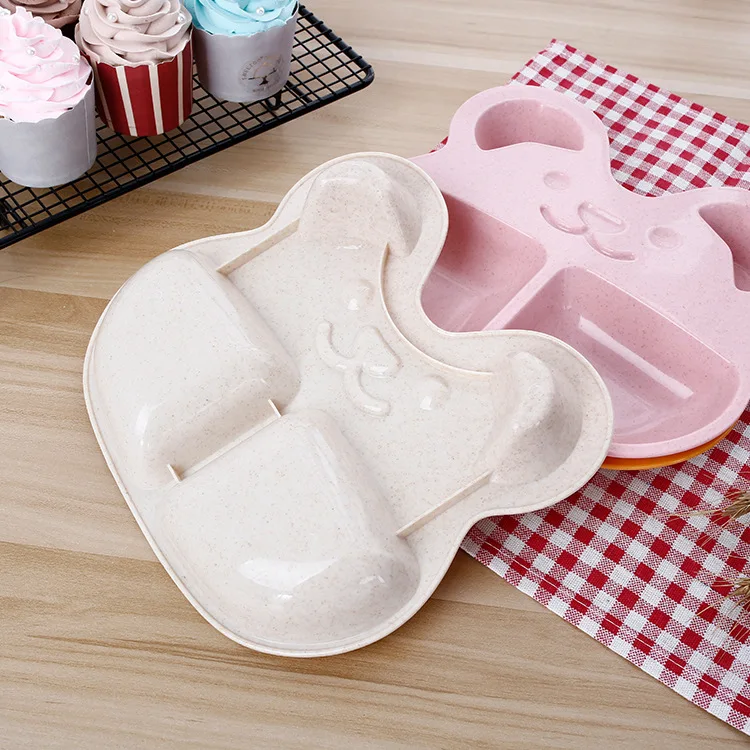 3ps/set Cute wheat straw dish children's tableware set baby training bowl set kids bowl plates 3ps/set Cute wheat straw dish children's tableware set baby training bowl set kids bowl plates