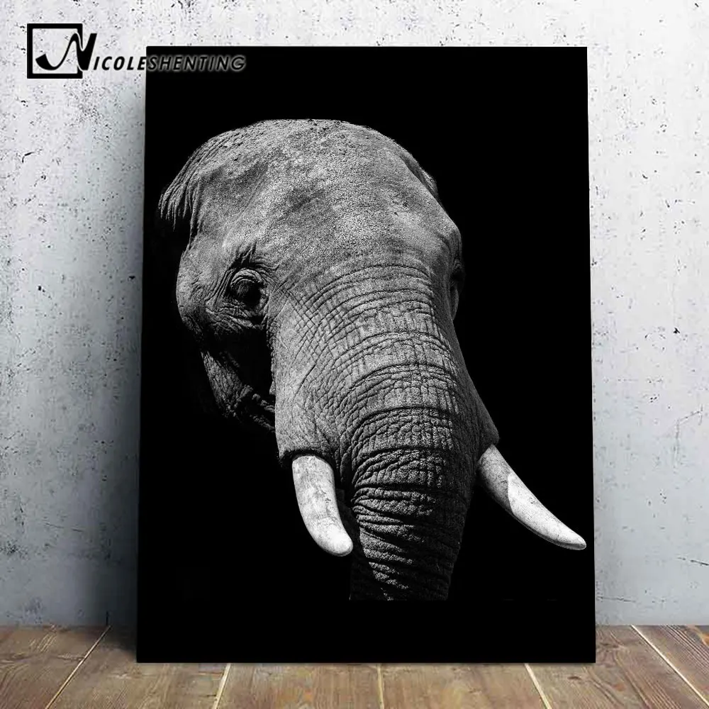 

Animals Wall Art Canvas Poster Black and White Print Deer Elephant Painting Nordic Decoration Picture Modern Living Room Decor