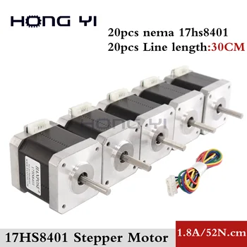 

20 PCS / lot 4-lead Nema17 Stepper Motor 42 motor 17HS8401 1.8A CE ROSH ISO CNC Laser Grind Foam Plasma Cut 3D printer