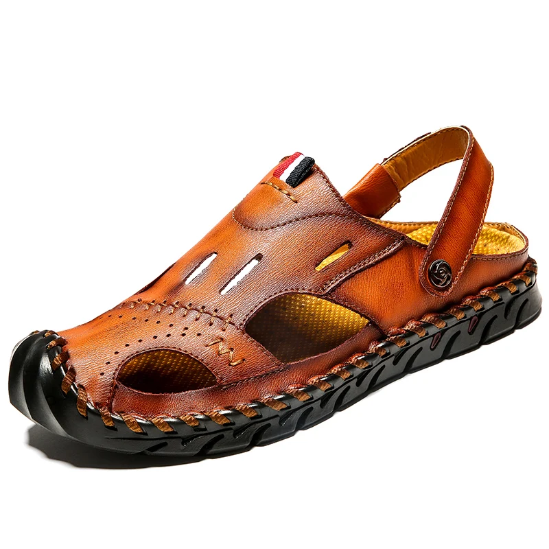 

Mens Gladiator Sandals Men Shoes Sandals Summer Genuine Leather Crocse-Shoes Sandalias Hombre Sandles Flip Flops Slippers Beach