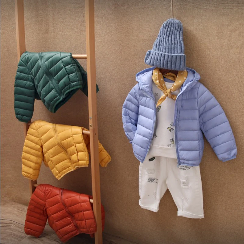 

Children Jacket for Girls Winter Warm Hood Feather Coats Teenage Kids Clothes Solid Candy color Thick Blue Coat Children Clothes