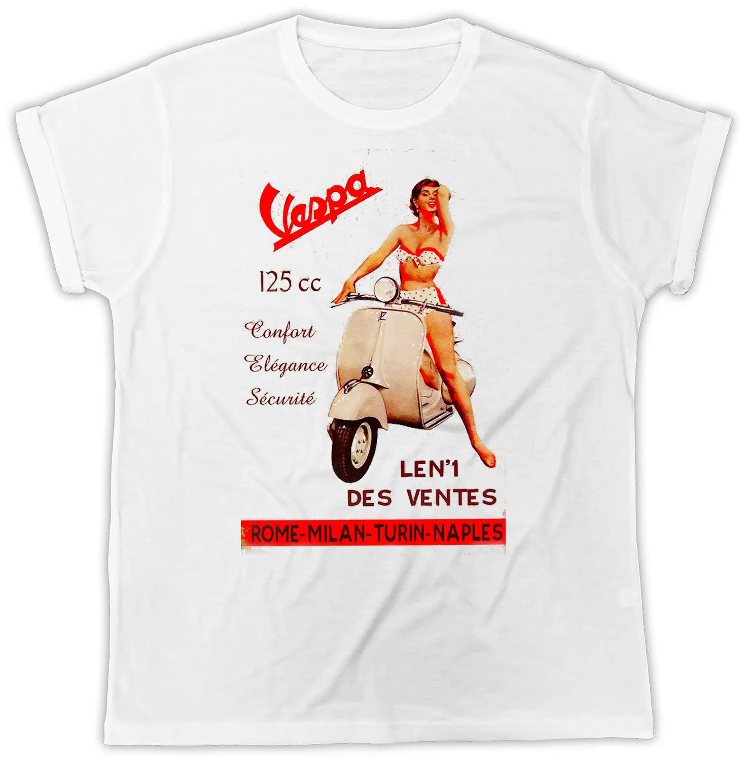 

Vespa T shirt Special Edition Retro Pin Up Scooter Unisex Tshirt suit hat pink t-shirt